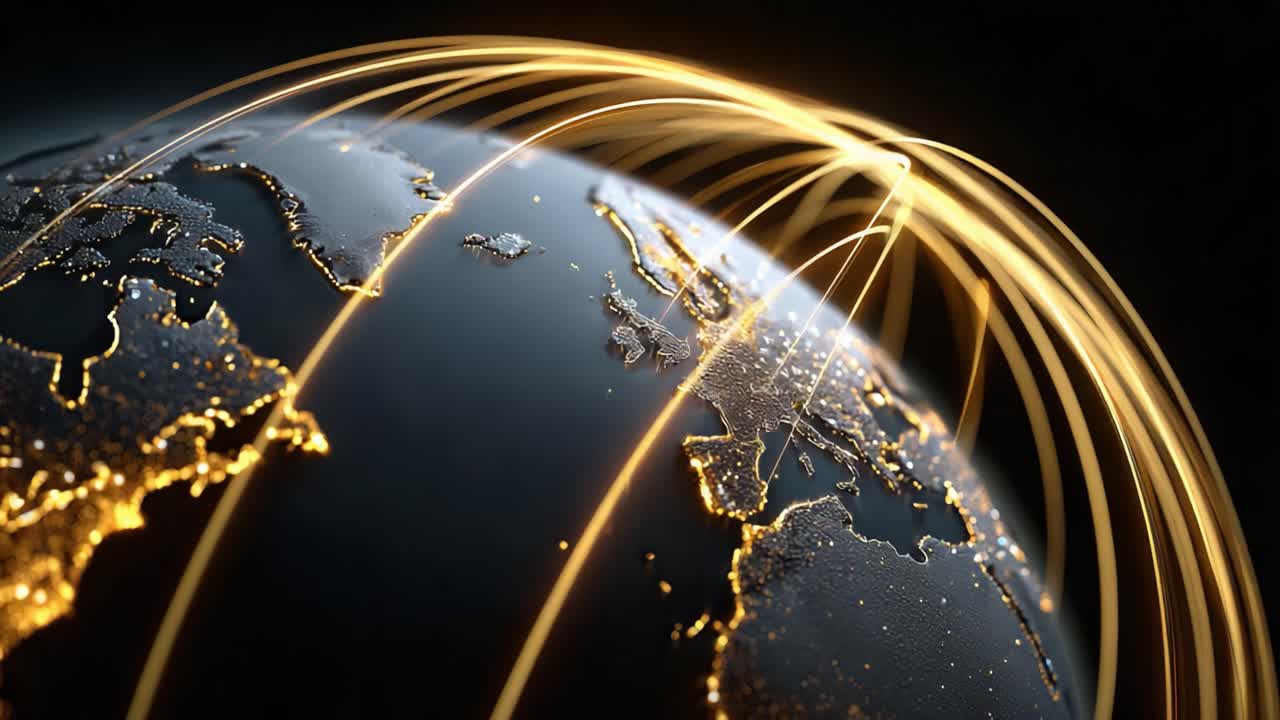 A Stunning Visualization of Global Connectivity and Network Interactions Spanning Across Continents, Highlighting the Dynamic Interconnectedness of Our Modern World