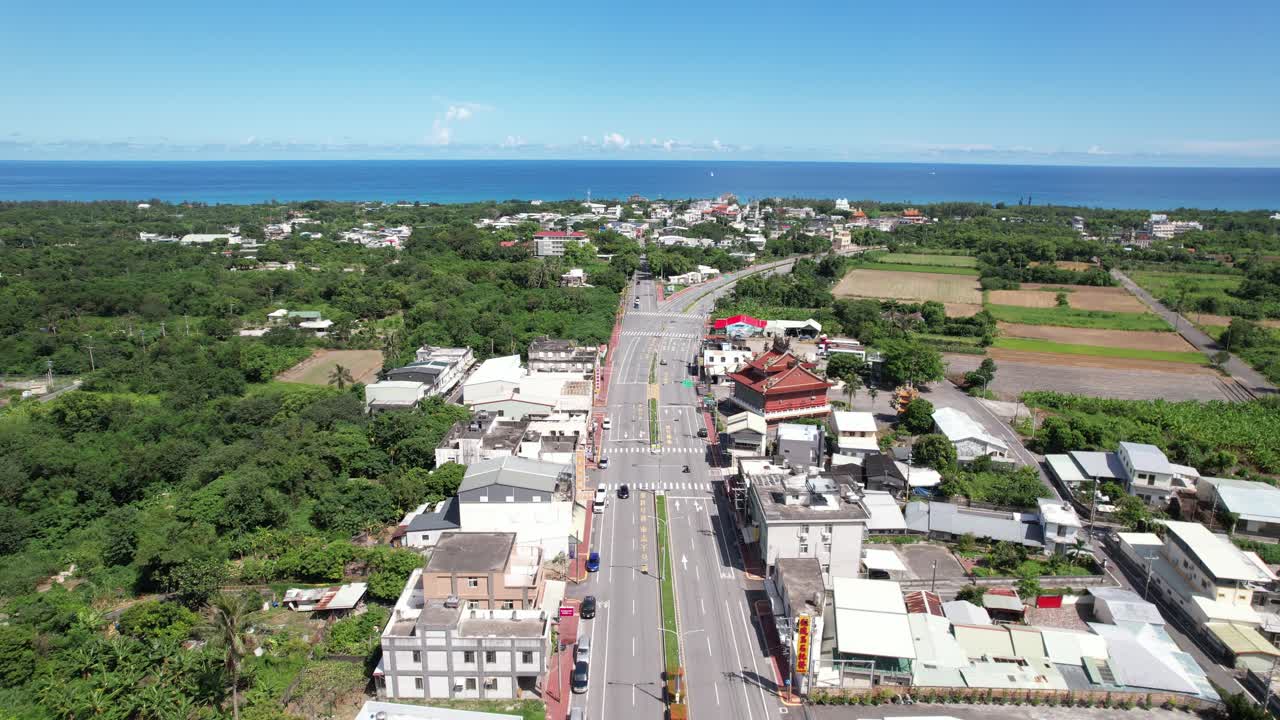 Aerial view of Xincheng Township in Hualien County, Taiwan, entrance to the beautiful Taroko National Park on the east coast of the Island of Taiwan