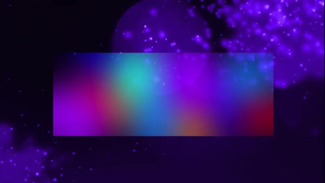 animation of glowing spots of light and neon rectangle over black background