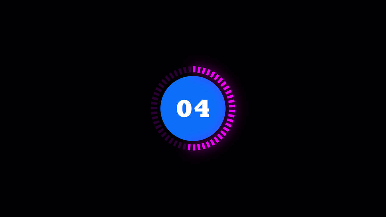 Digital Countdown Timer with Glowing Ring on Black Background