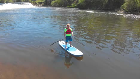 Young-man-practicing-paddle-on-the-river