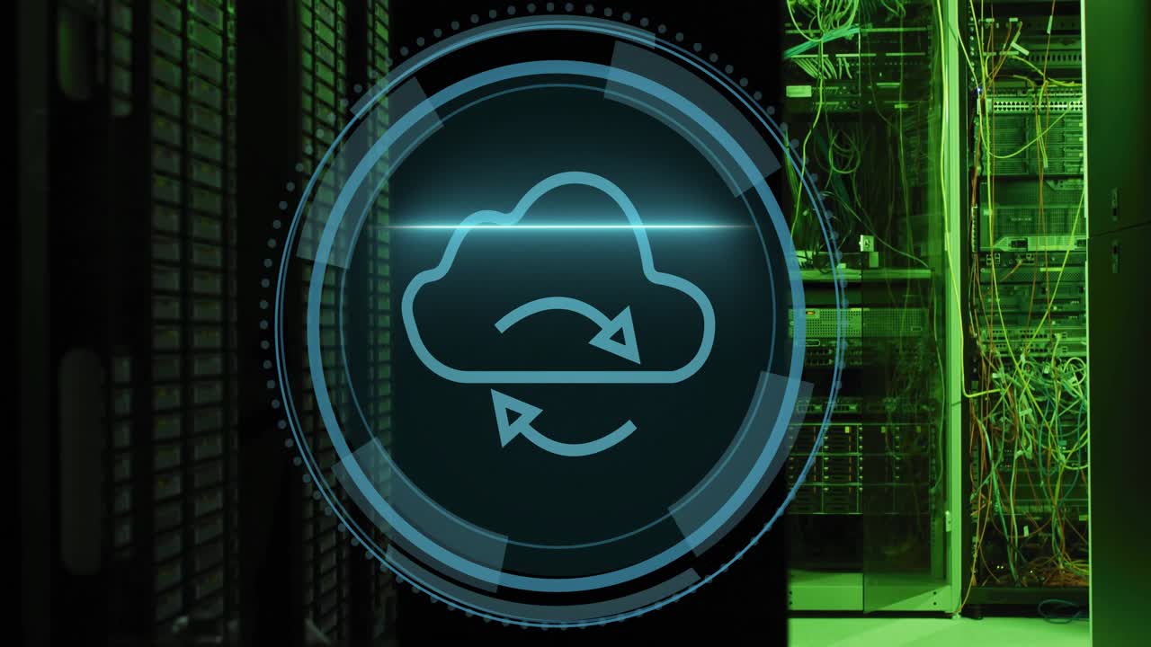 Quando lo scudo appare, l'interfaccia di sicurezza anima degli anelli che spazzano la linea di scansione proteggendo l'icona cloud