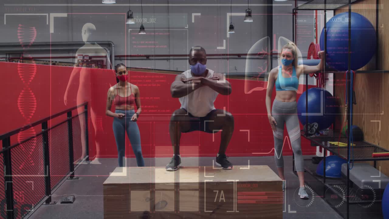 얼굴 마스크를 착용하는 다양한 그룹에 대한 그래프와 통계의 애니메이션