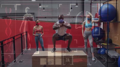 animación de gráficos y estadísticas sobre diversos grupos que usan máscaras faciales trabajando