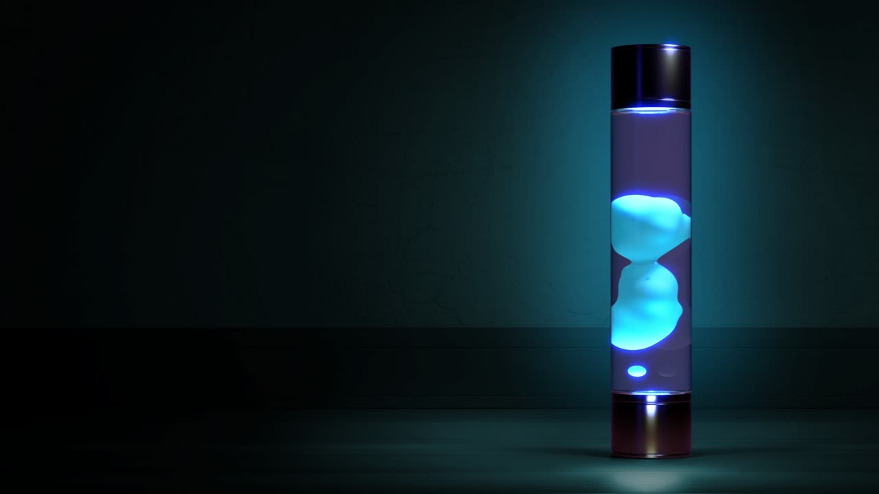 자유 장소와 함께 어두운 배경에 파란 용암 램프 - 루프 비디오