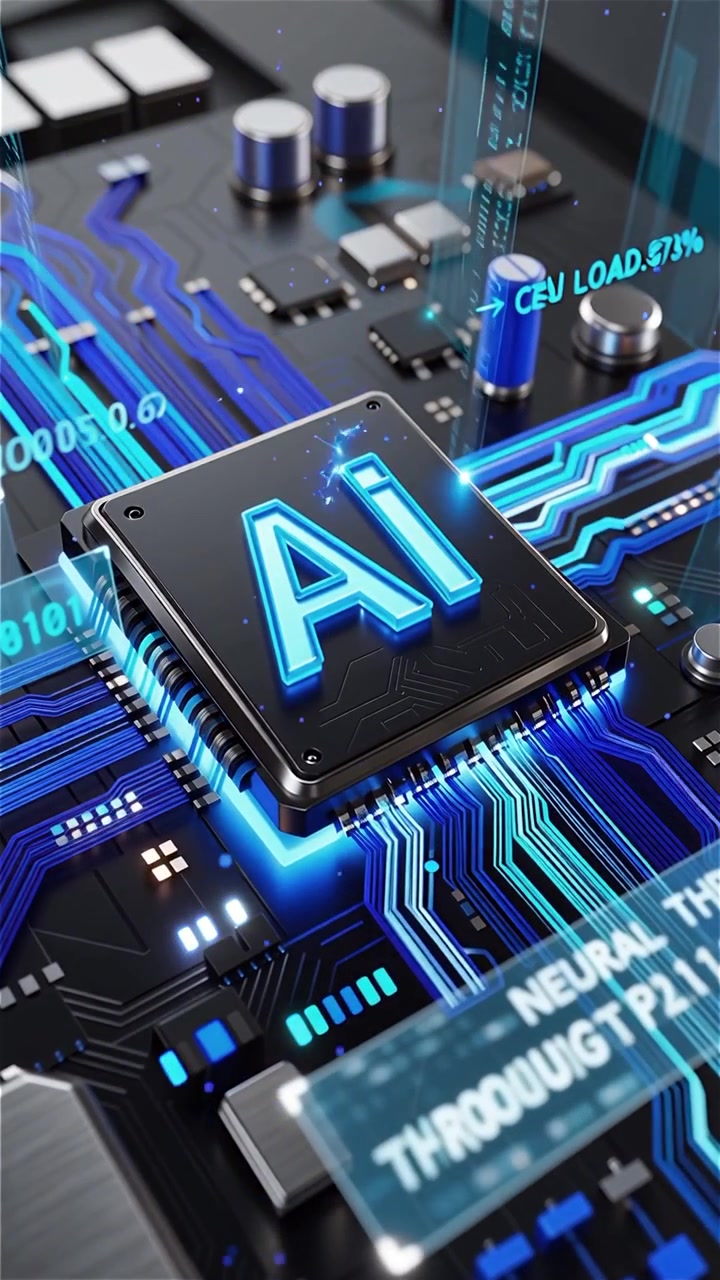 Futuristic AI Chip Motherboard Technology Background