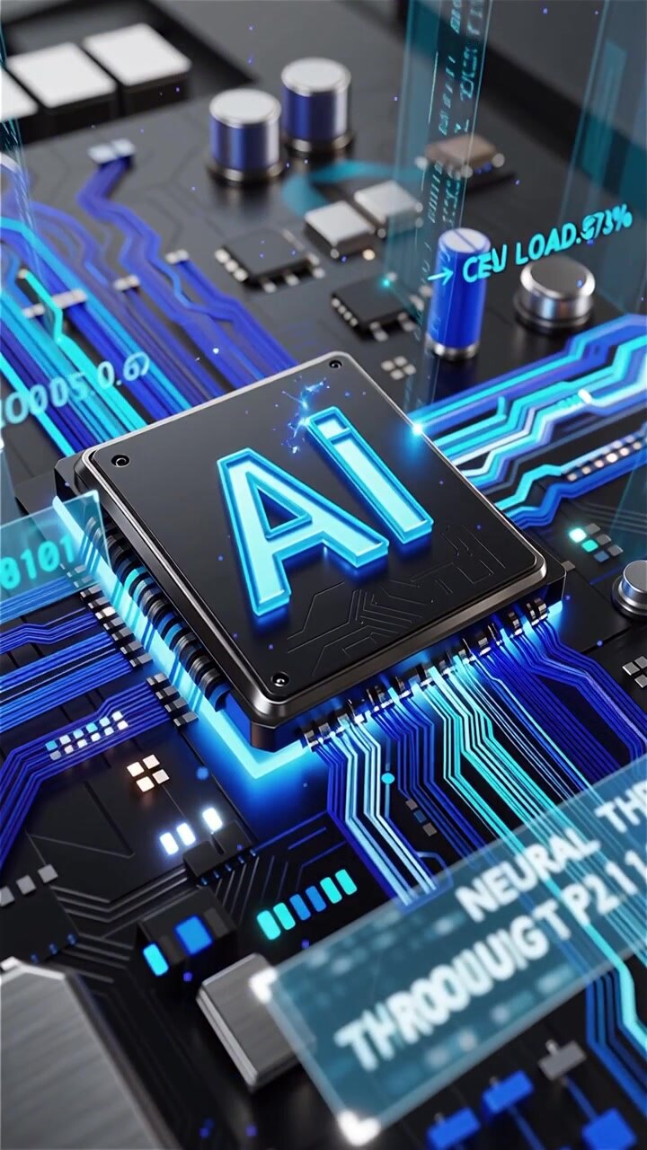 Futuristic AI Chip Motherboard Technology Background