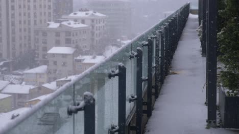 snowy rooftop view in a city