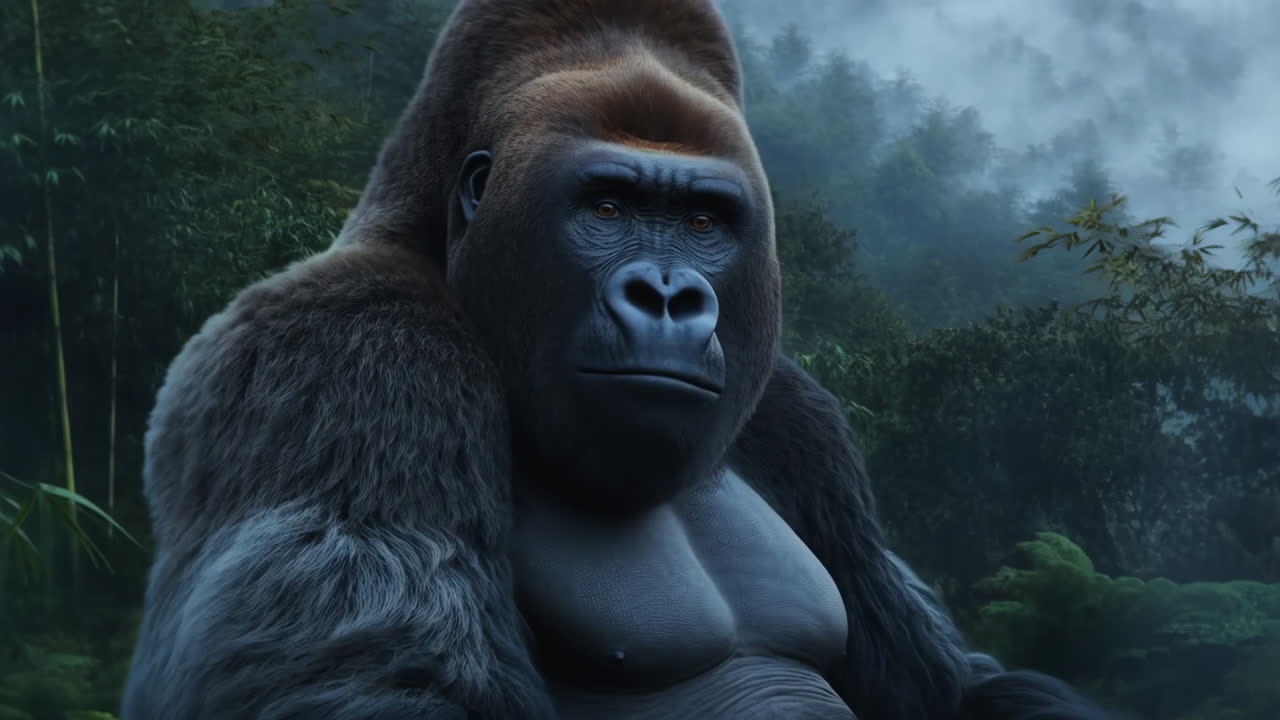 A majestic gorilla in its natural habitat