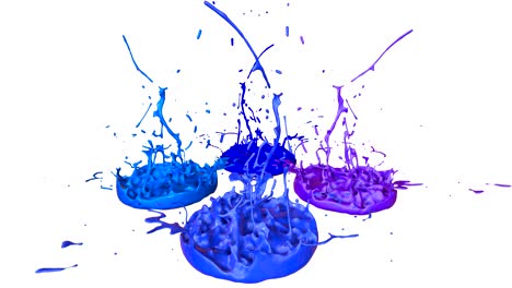 3d paints dance in 4k on white background. simulation of splashes of ink on a musical speaker that play music. beautiful splashes as a bright background in ultra high quality. version shades of blue 7