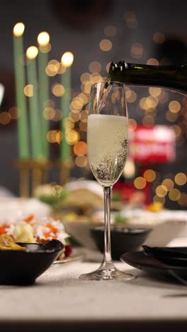 champagne toast at a festive dinner