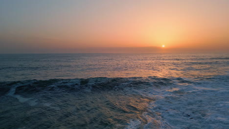 powerful waves evening seascape slow motion. dawn water surface serene skyline