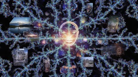 a cosmic nexus of images and ideas: exploring the intersection of technology, creativity, and the human experience in a visual landscape of infinite connections