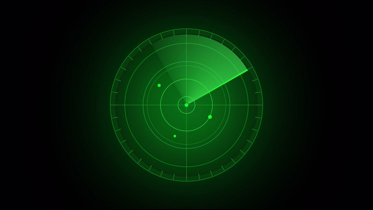 Schermo Radar Verde che Scansiona Obiettivi