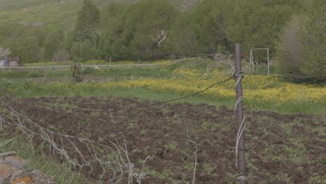 Cultivated-Farmland-With-Working-Farmer-In-Tractor-At