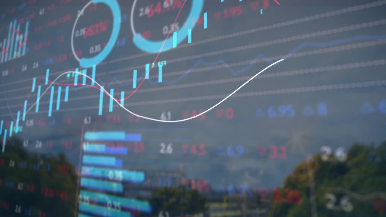 animación de diagramas y procesamiento de datos sobre el paisaje urbano