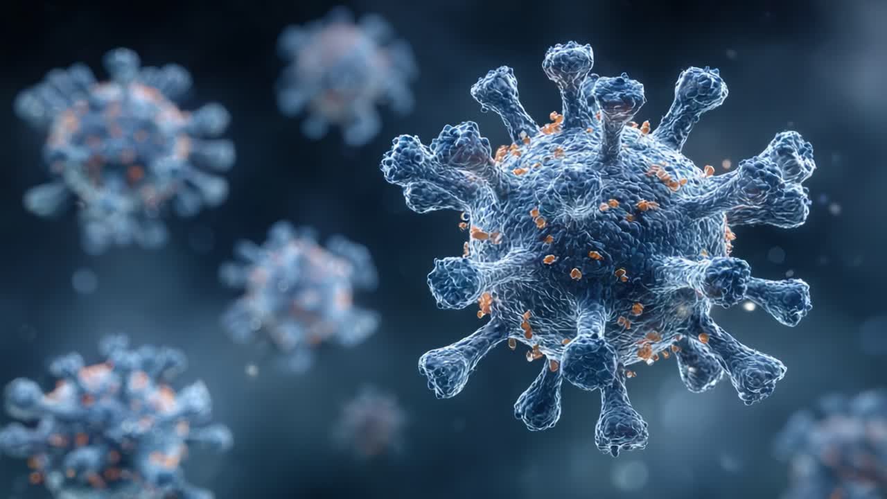 Visualizzazione dettagliata di strutture virali: un esame ravvicinato delle particelle virali che ne illustra la complessa morfologia e il significato nelle malattie infettive