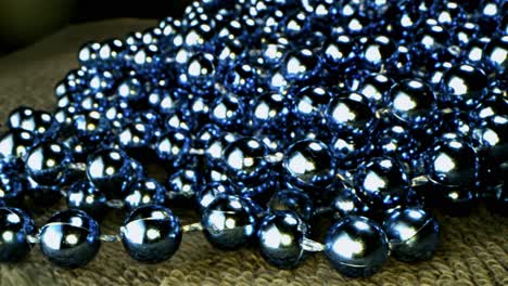 close-up of dark blue glass beads