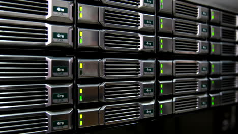 close-up of 4tb hard drives in a server rack