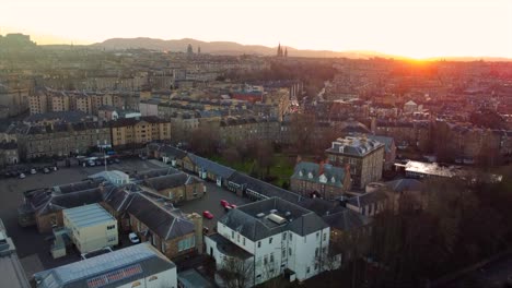 stunning sunset aerial view of edinburgh, scotland