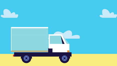 delivery service truck and parachute animation