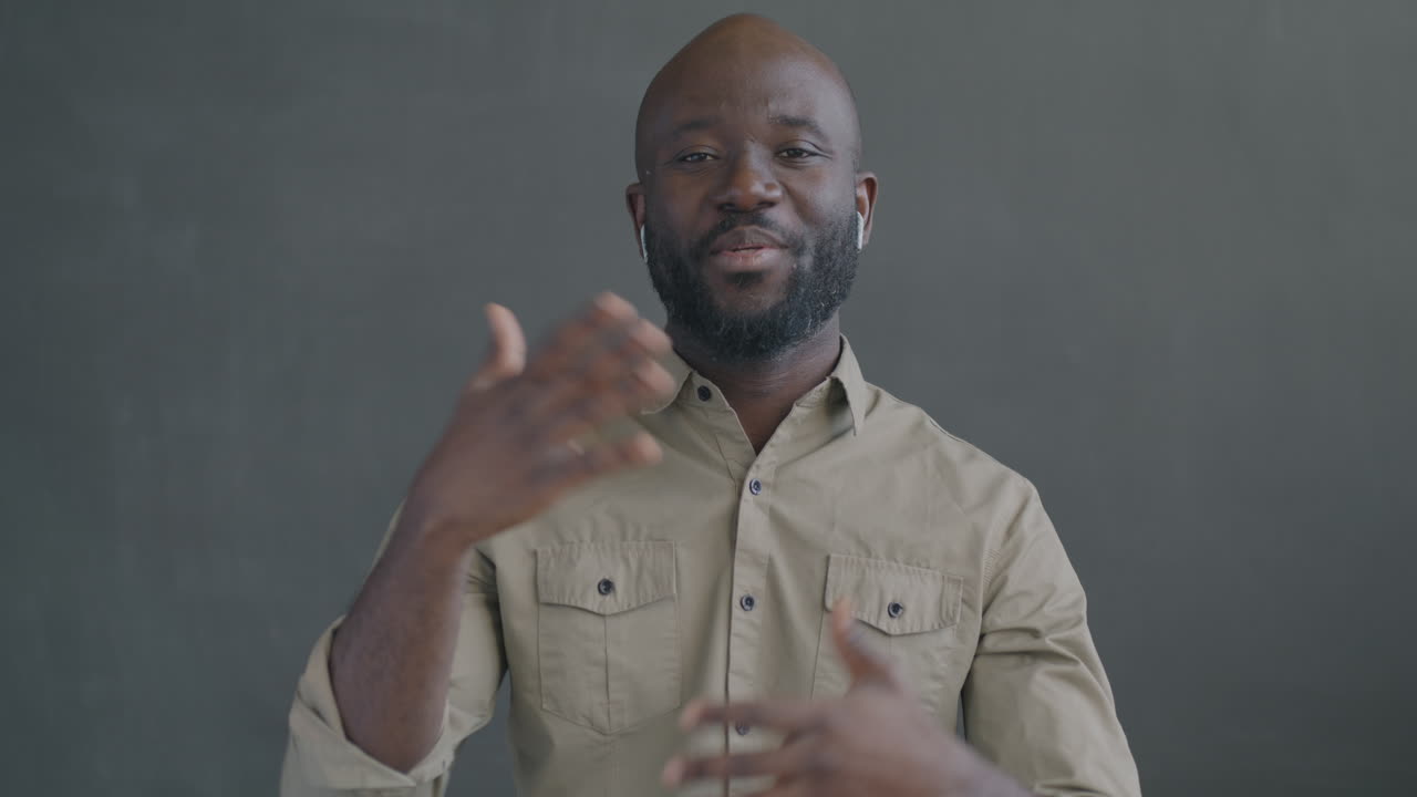 Man in a video call or presentation