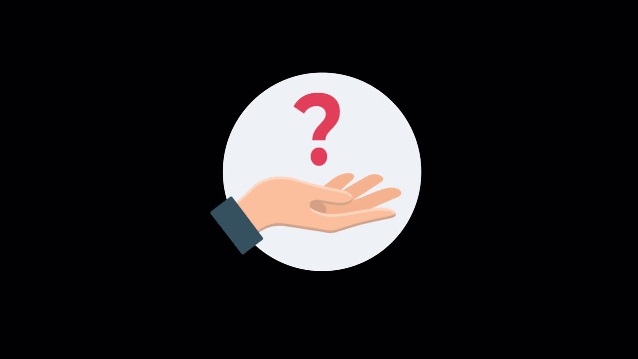 Animated Icon of Hand Holding a Question Mark