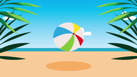 beach scene with colorful beach ball