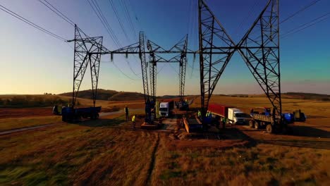 power line construction in rural area