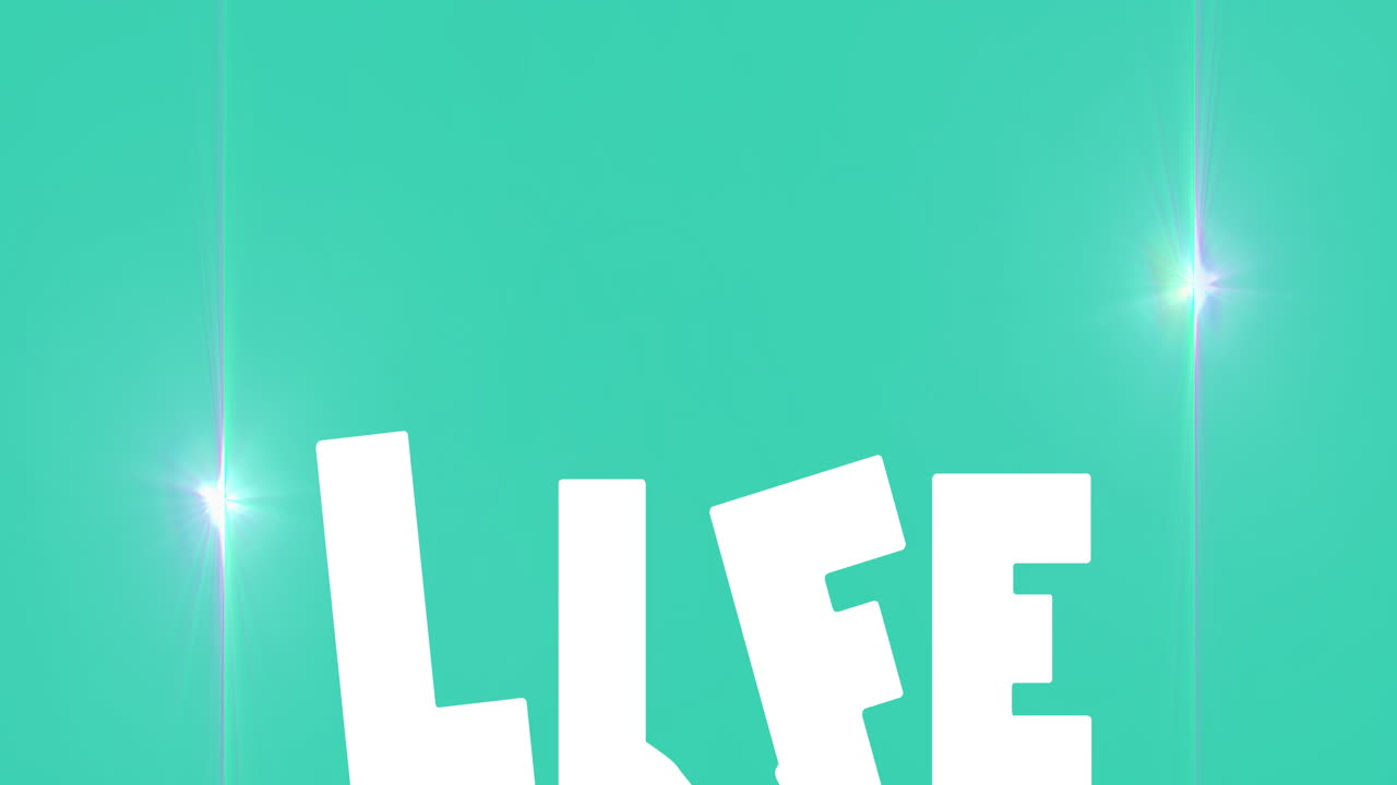 파란색 배경에 복사 공간을 가진 생명 텍스트 배너에 대한 빛의 점의 디지털 애니메이션