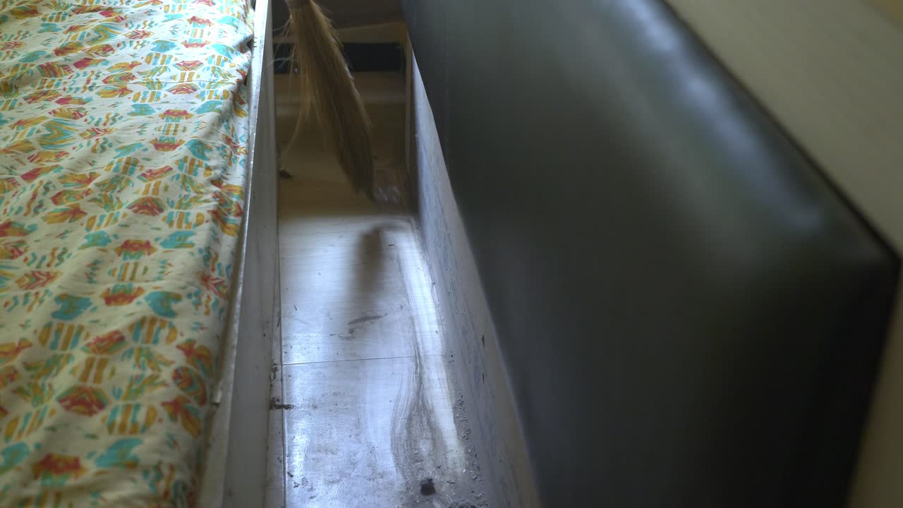 남아시아 여성 은 축제 시즌 이 시작 되기 전 에 자루 를 사용 하여 잠자리 뒤 에 있는  을 는다