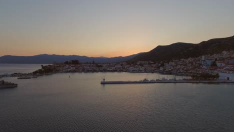 aerial: the historical town pythagorion on samos