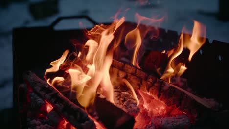 close-up: slow motion of fire line isolated on black background