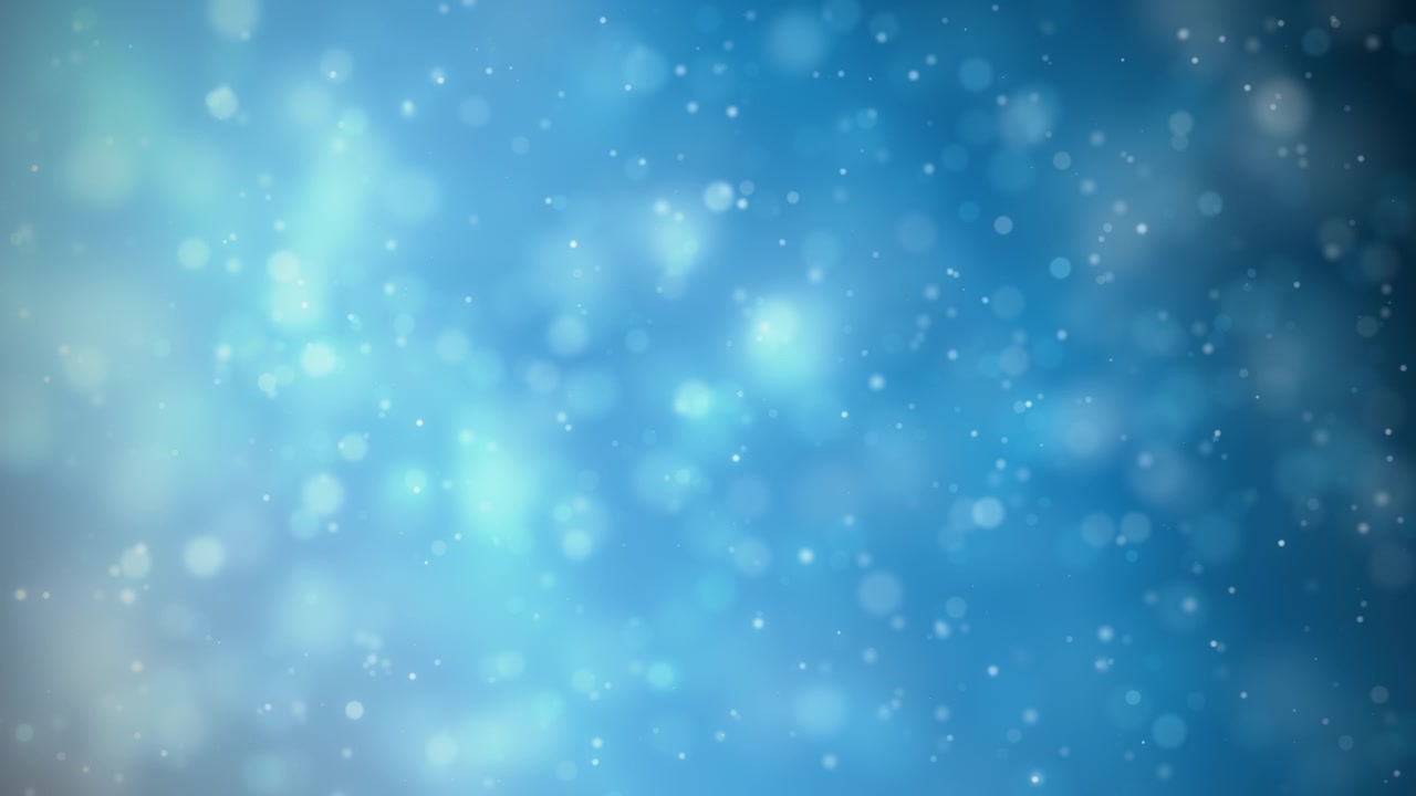 Sfondo blu astratto con luci bokeh soffuse e sottili scintillii, che creano un'atmosfera serena e sognante.