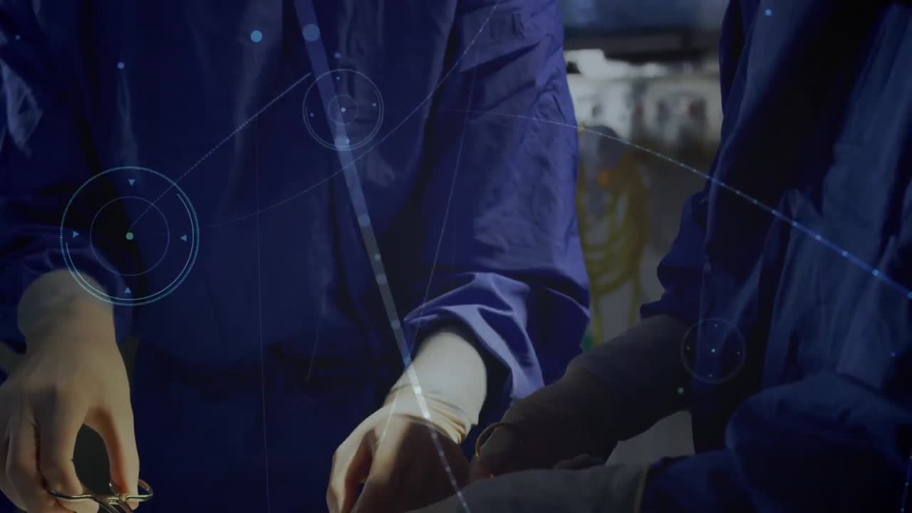 Animation of network of connections over surgeons in operating theater