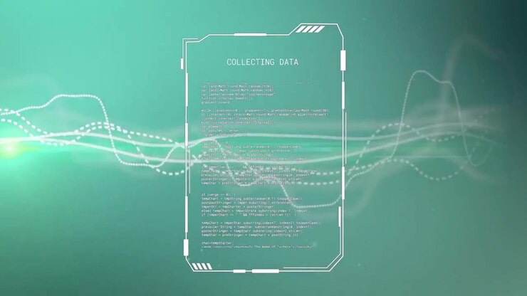 Holo panel appearing with glitching, waveforms sweeping as panel collecting data for tech UI