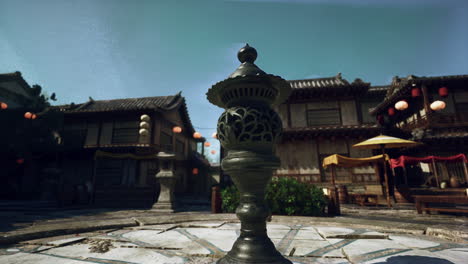 a close-up of a lantern in a traditional chinese street