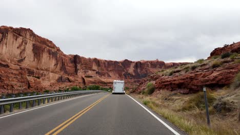 POV-footage-of-driving-from-Moab-to-Cisco,-Utah