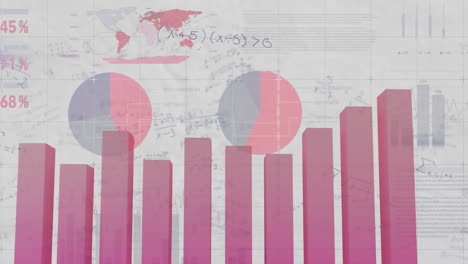 mathematical equations moving against financial data processing