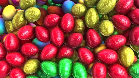 hi quality 3d animated background of colorful foil-wrapped easter eggs - ideal background for a message of your choice