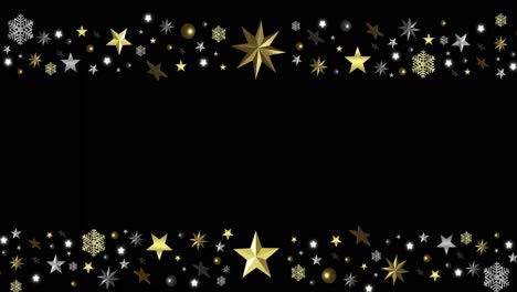 animación de decoraciones navideñas con espacio de copia en fondo negro.