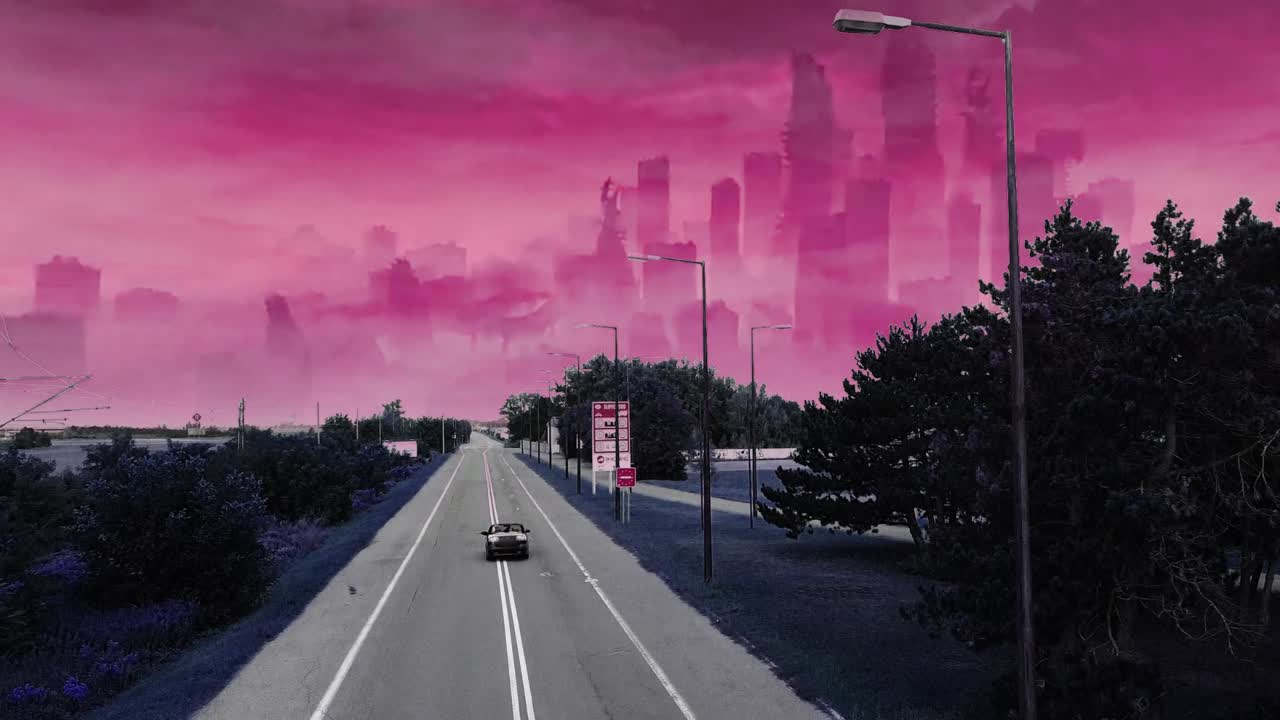 거주 가능한 목성 또는 미래의 다른 차원에서 운전하는 공상 과학 외계인