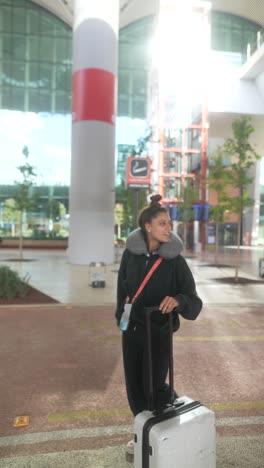 woman at airport with luggage