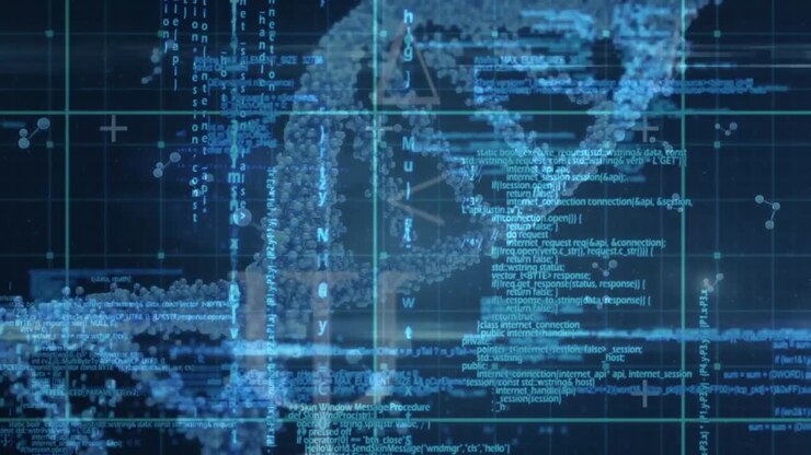 Animation of dna strand over data processing