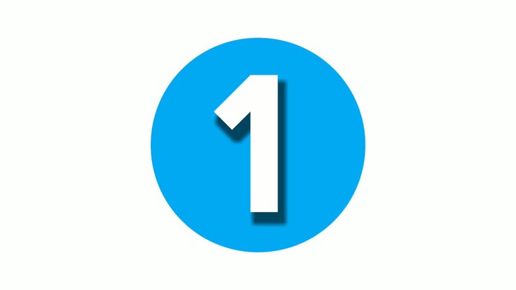 Animazione cartone animato numero 1 su sfondo bianco, grafica animata numerica video 4K per elementi video