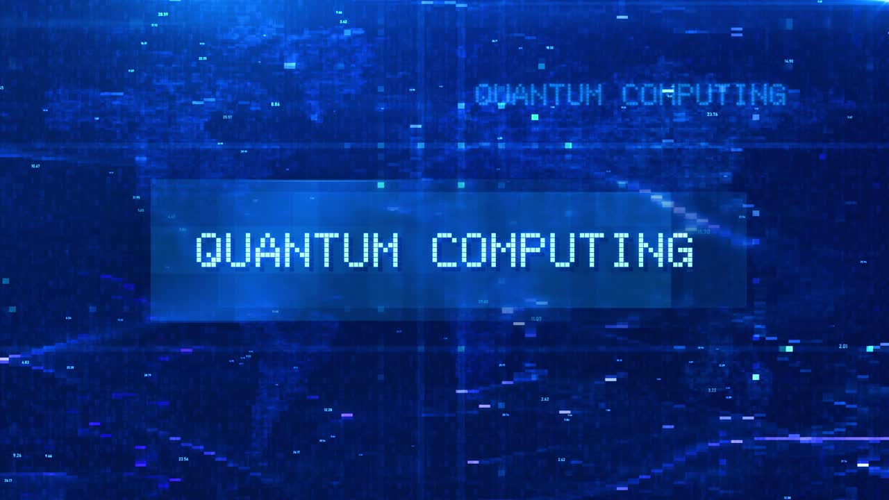 Digital Text 'Quantum Computing' on Abstract Blue Background
