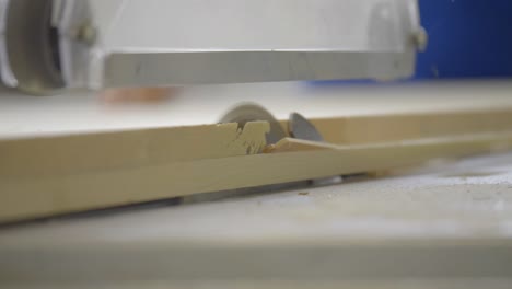 Close-Up-Shot-Of-Wooden-Cutting-Machine-In-Factory