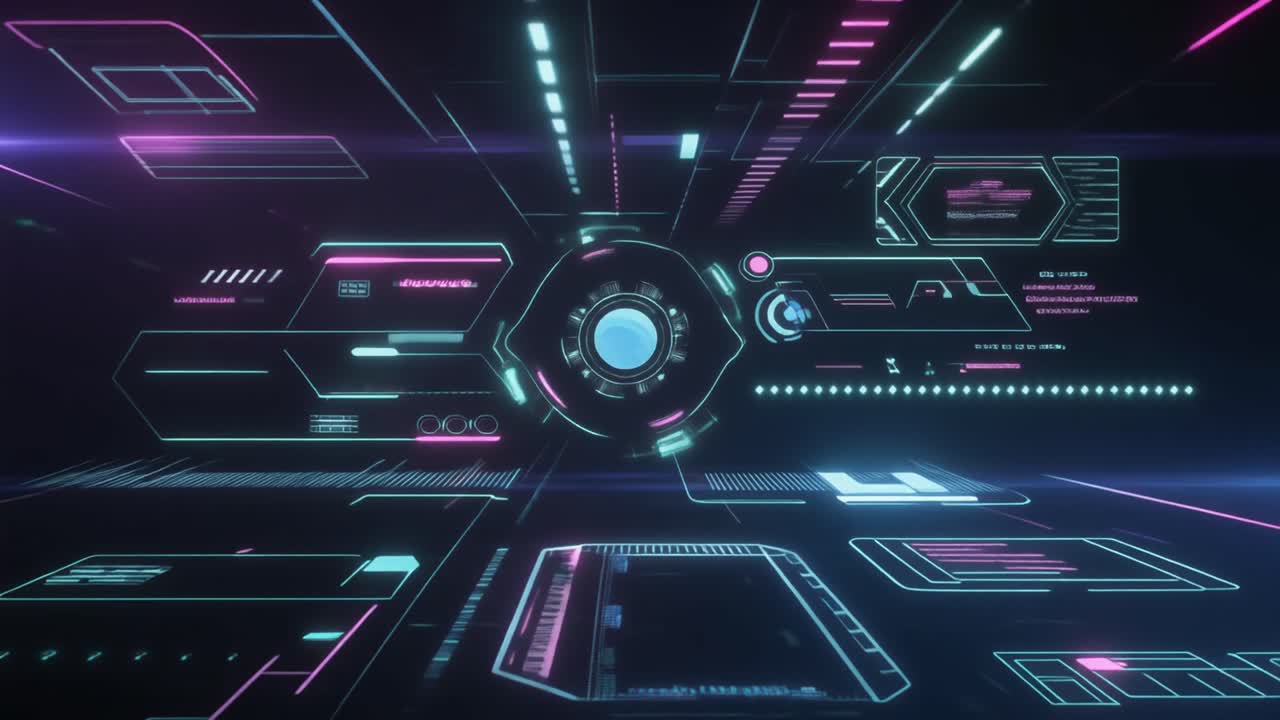 High-Tech Futuristic User Interface with Data Animation
