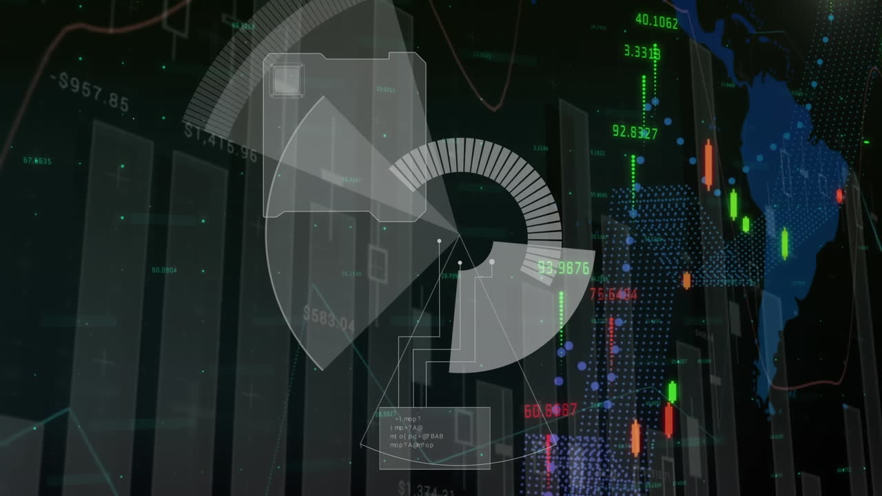 Animation of statistics and data processing over world map
