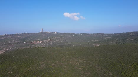approaching haifa city outskirts filled with greenery israel aerial